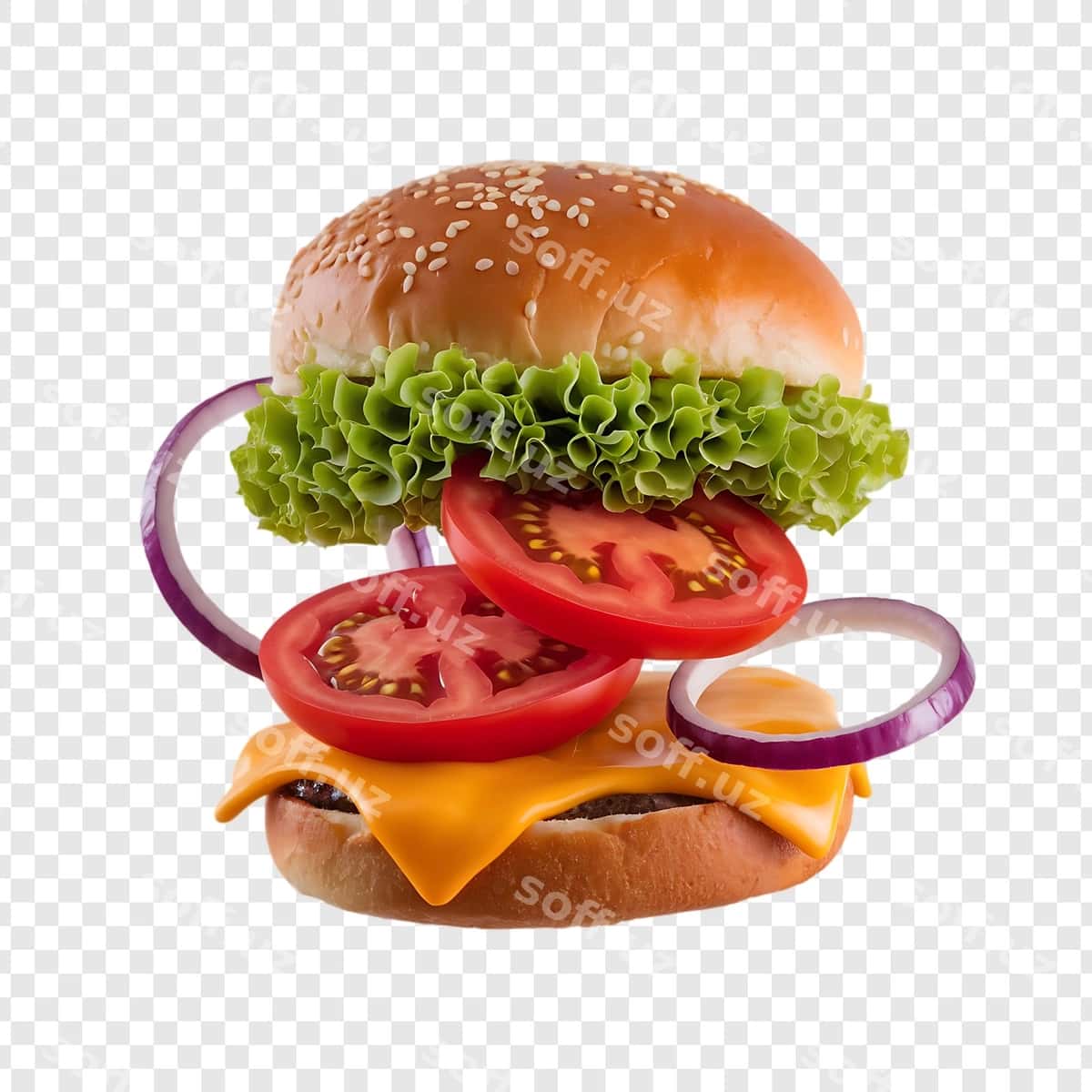 Pomidorlar va qatqatli hamburger | Hamburger with cheese tomatoes it 1