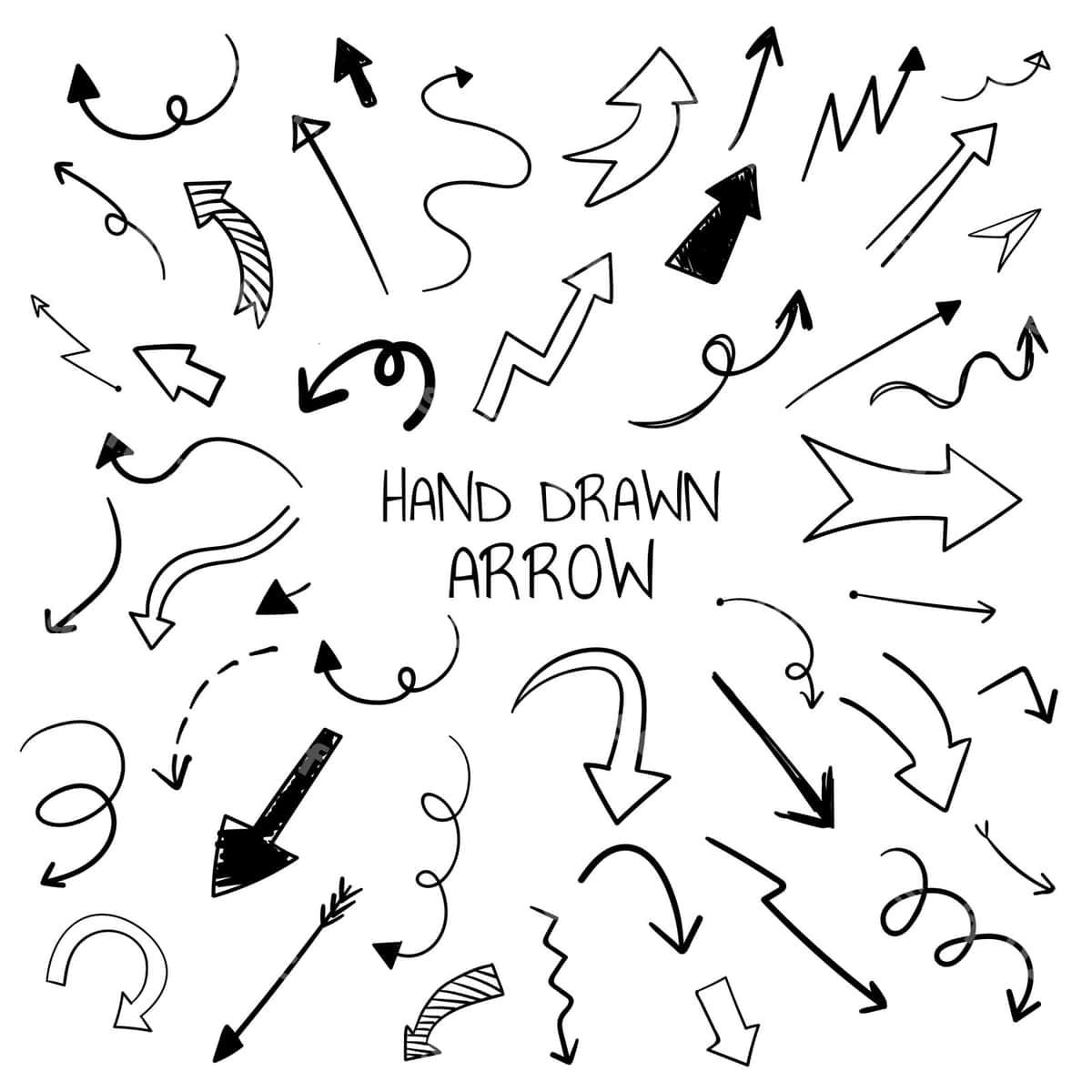 Qo'l chizma oʻcha illustratsiyalari to'plami | Hand drawn arrow illustration collection 1