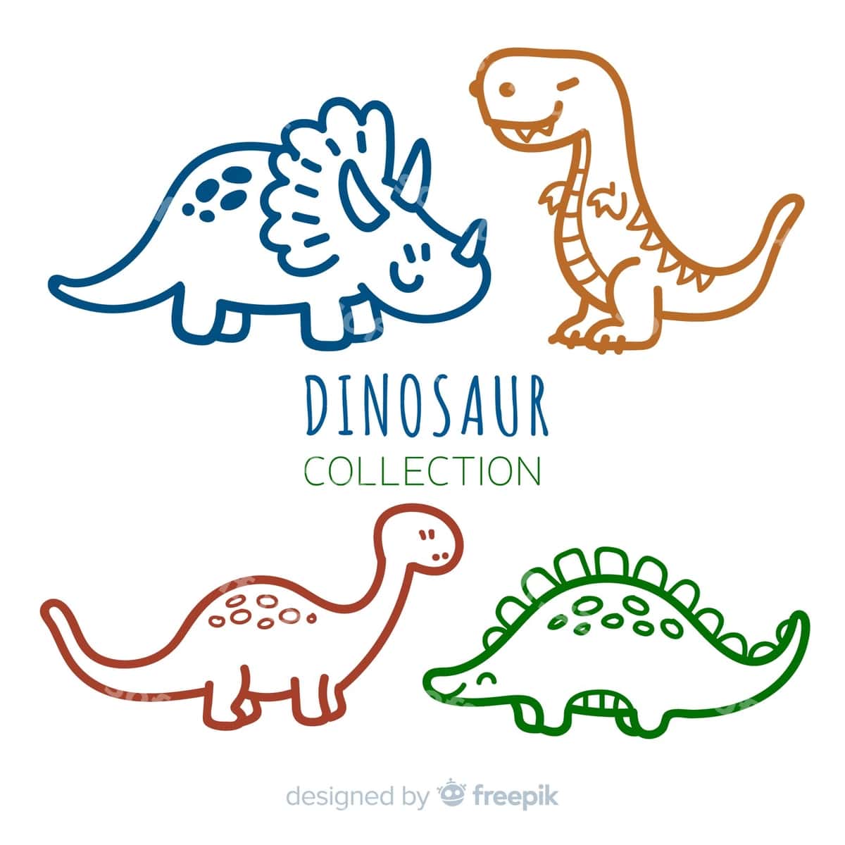 Qoʻl bilan chizilgan dinozavrlar to'plami | Hand drawn dinosaur collection 1