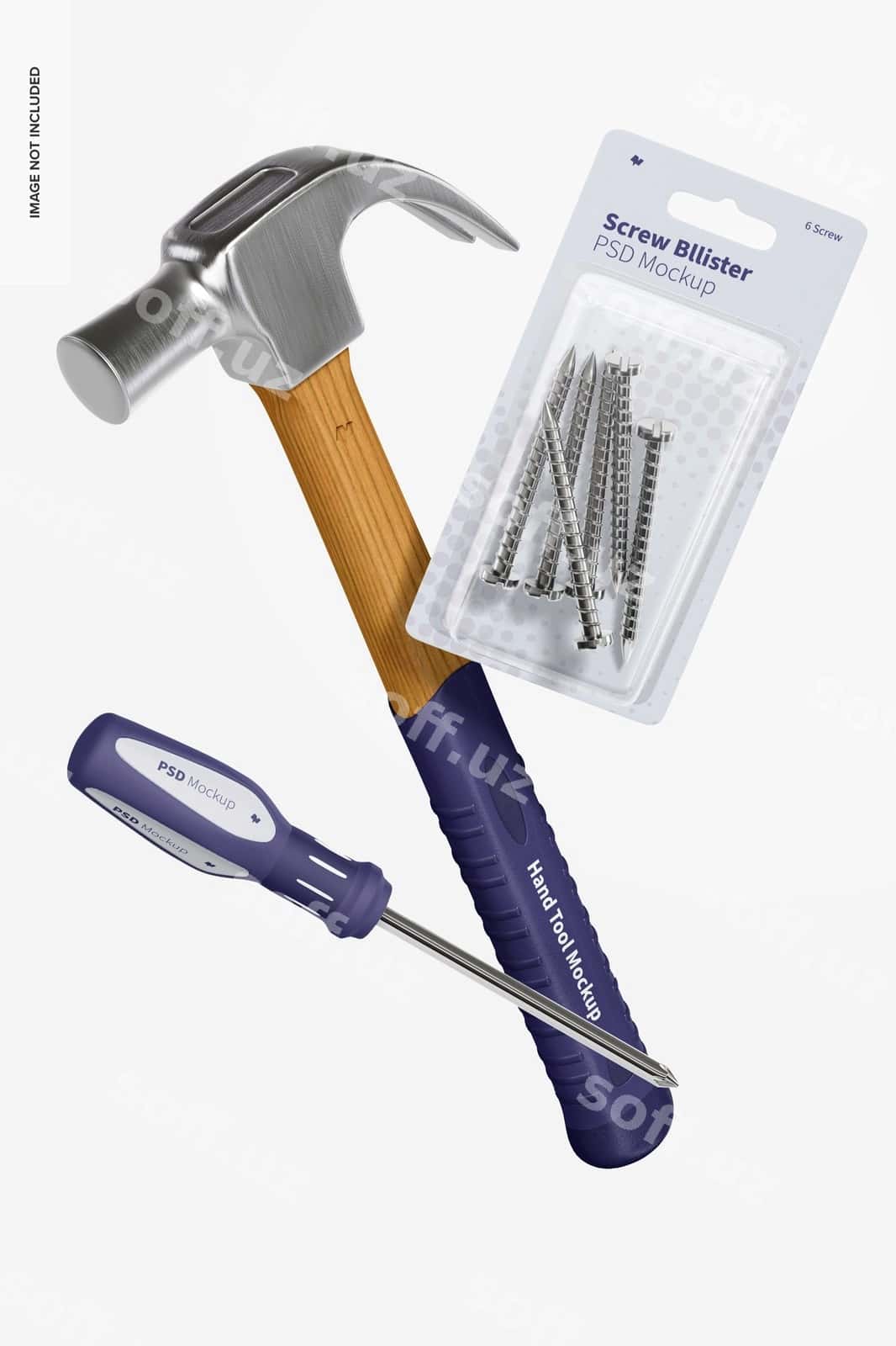 Qo'l asboblari komplekti modeli suza turgan | Hand tool set mockup floating 1