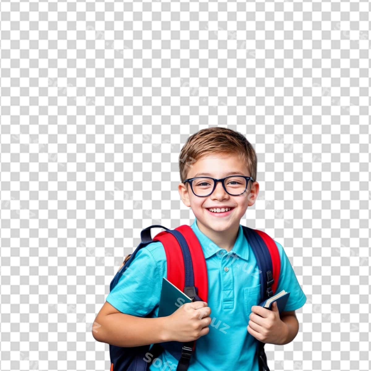 Maktab o'quvchisi baxtli rucak bilan | Happy schoolboy with backpack 1