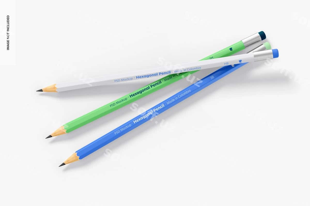O'stakichli qalam mockup | Hexagonal pencils mockup 1