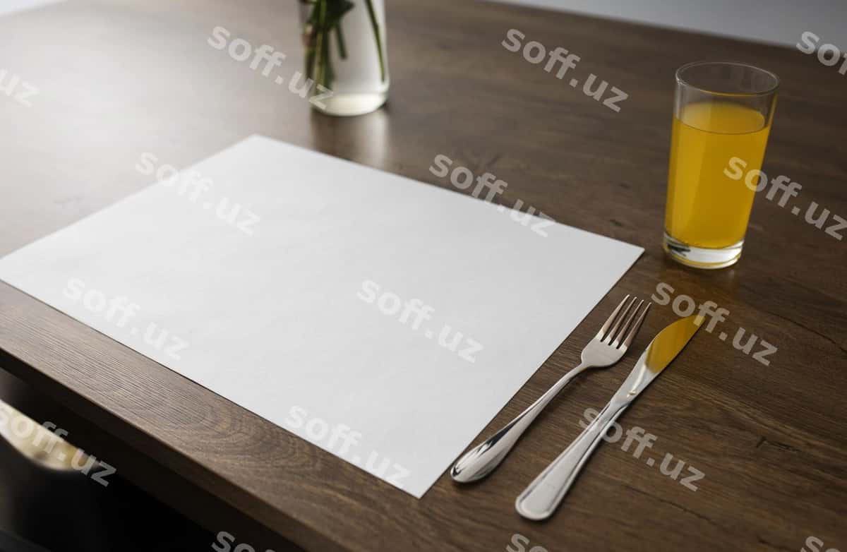Yuqori burchak stol joylashtirish namunasi | High angle table arrangement mockup 1