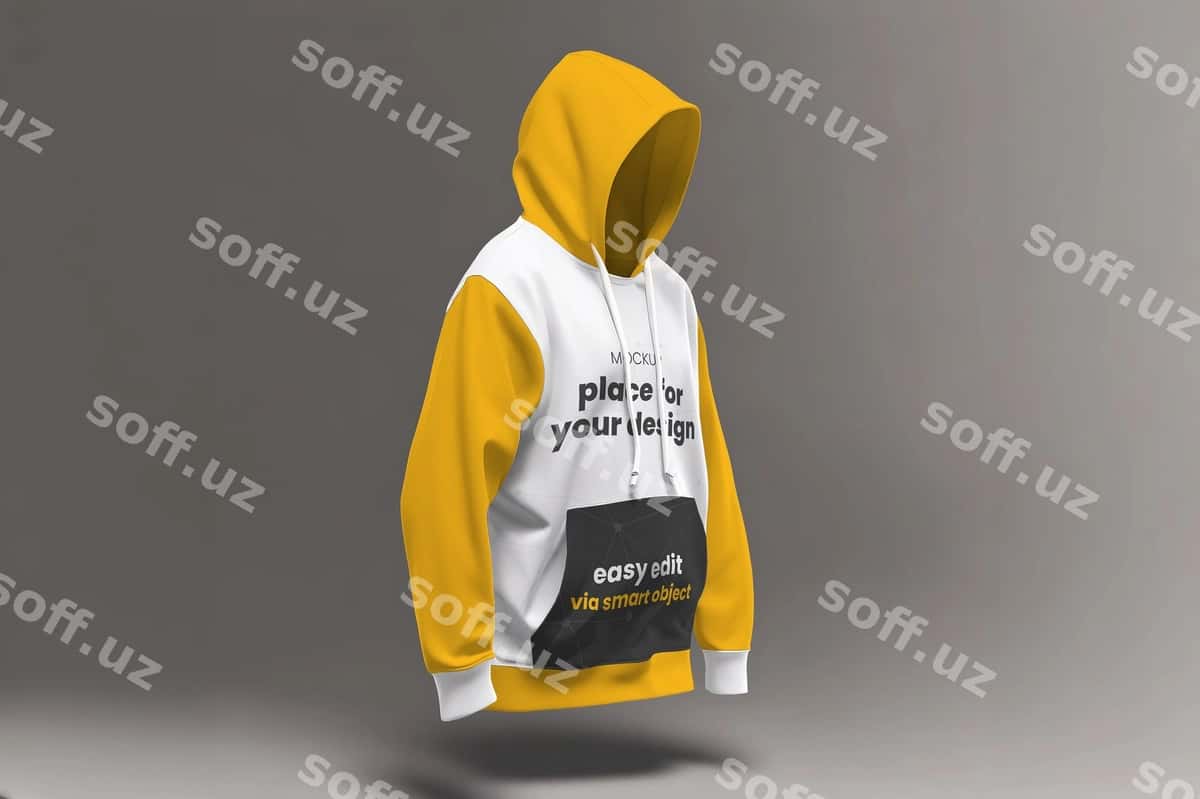 Hoodi to'liq namuna yon | Hoodie complete mockup side 1
