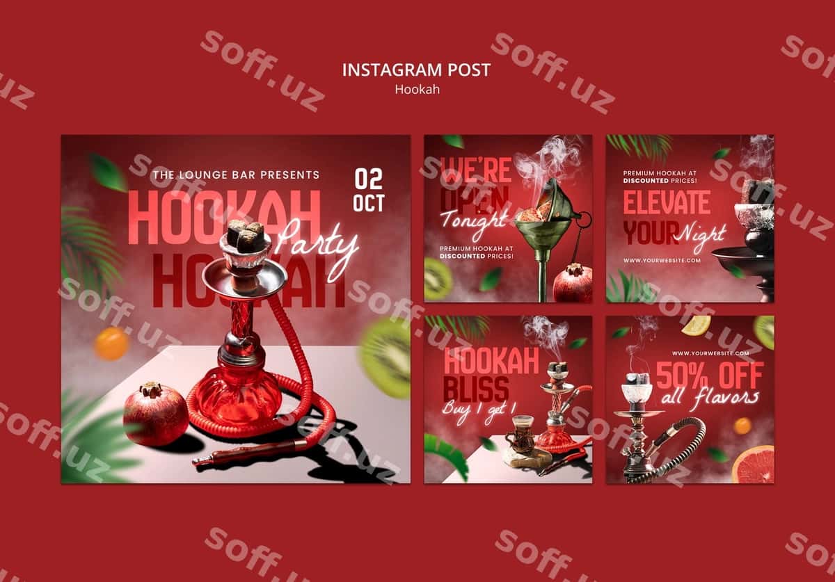 Hookah Instagram posti shablon dizayni | Hookah instagram post template design 1