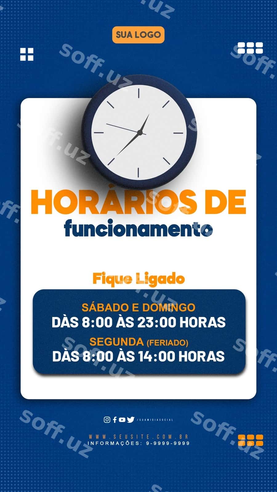 Ish vaqti shablon hikoyalari | Horario de funcionamento template stories 1