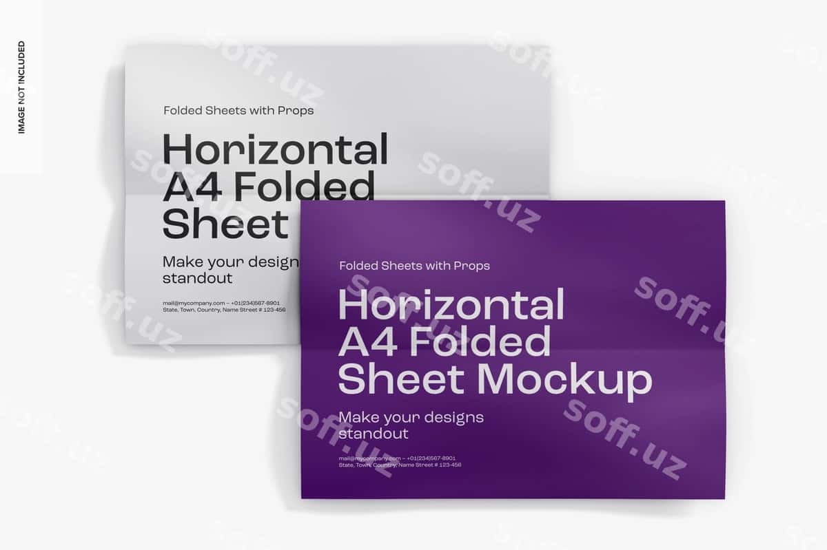 Gorizontal A4 varaqqli mockup | Horizontal a4 folded sheets mockup 1