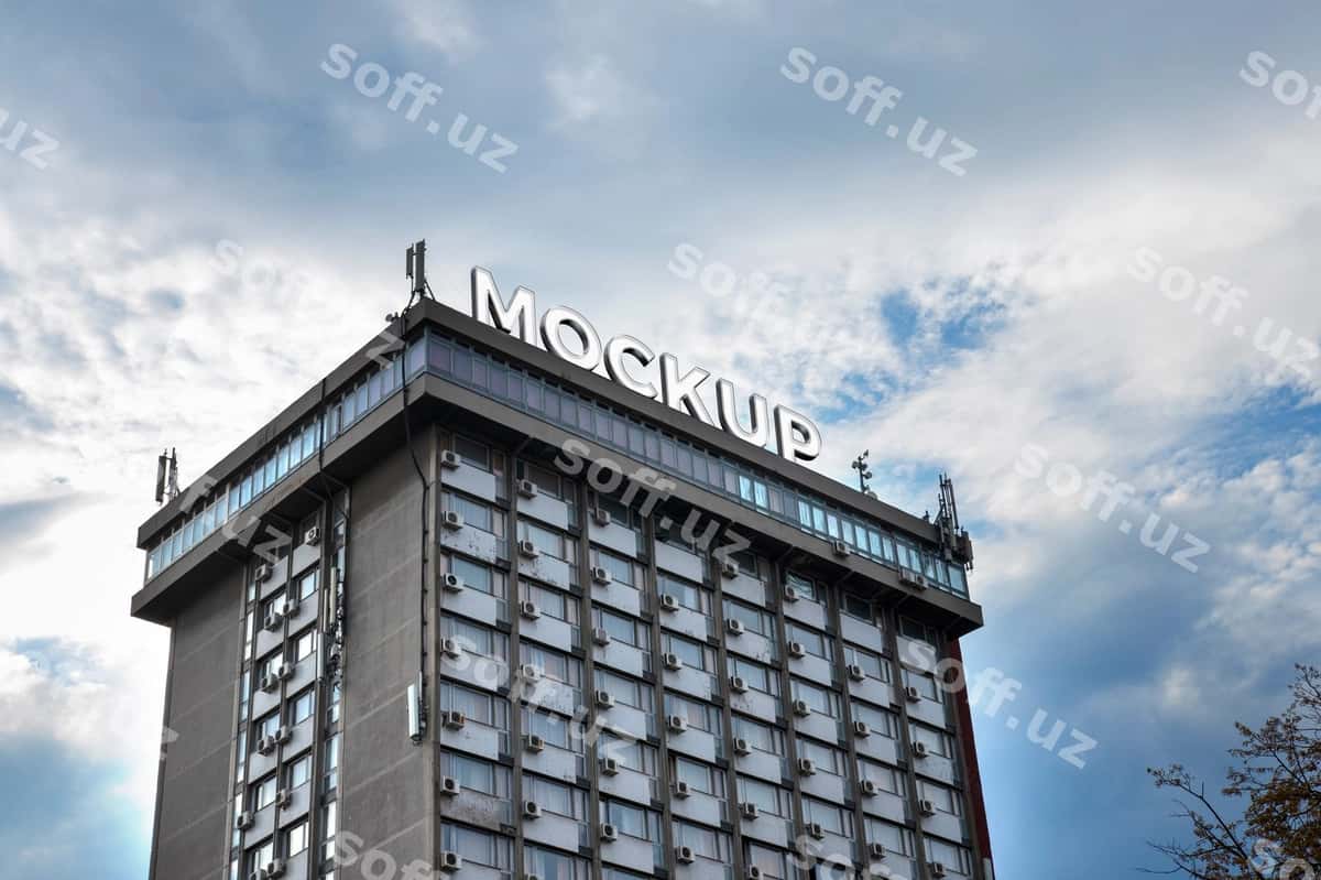 Mehmonxona mezon mockup dizayni | Hotel sign mockup design 1