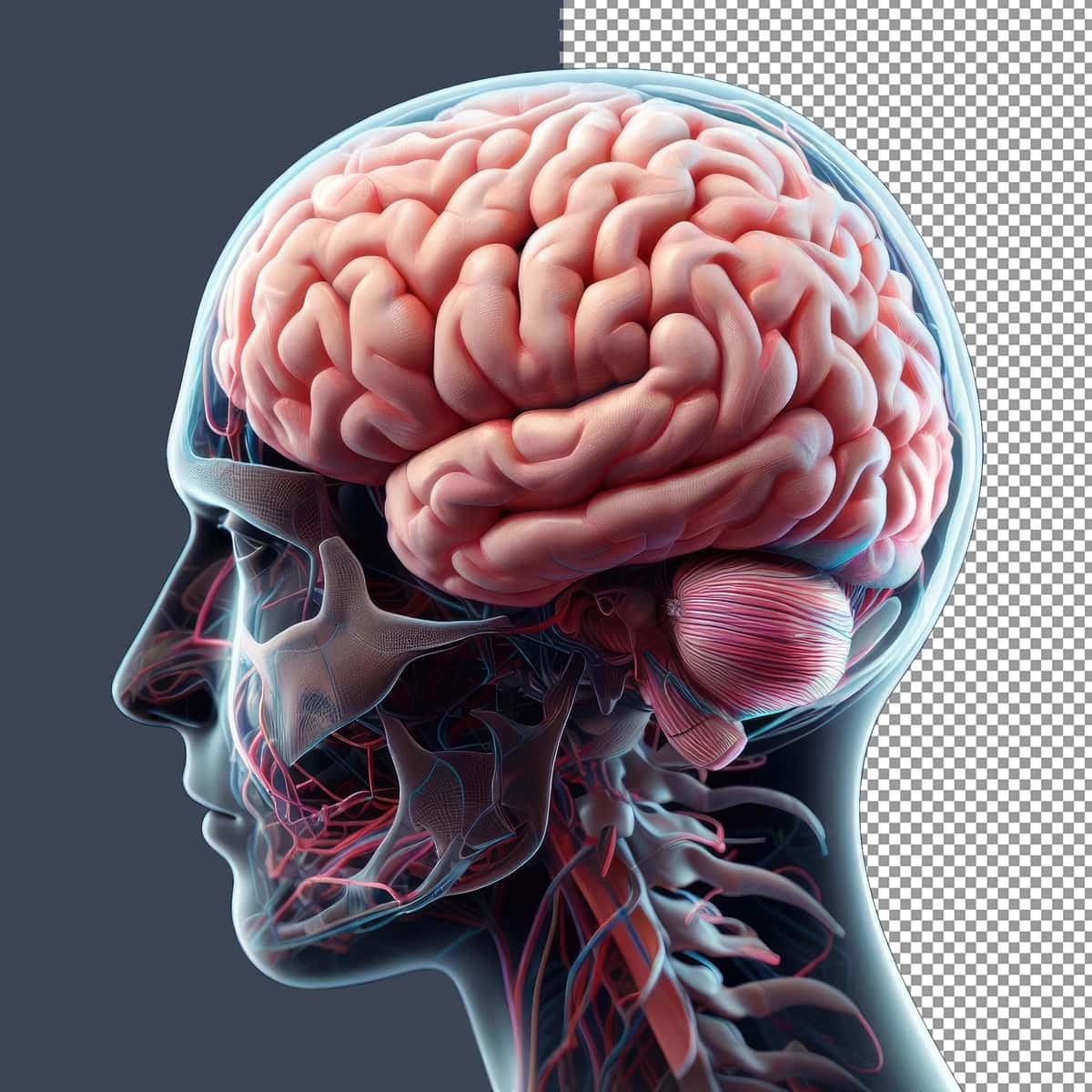 Yuqori darajada batafsil 3D render inson miyasi png | Highly detailed 3d rendering human brain png 1