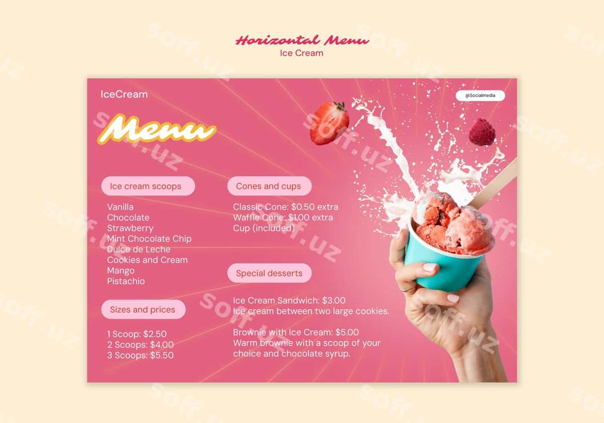 Muzqaymoq shabloni dizayni | Ice cream template design 1
