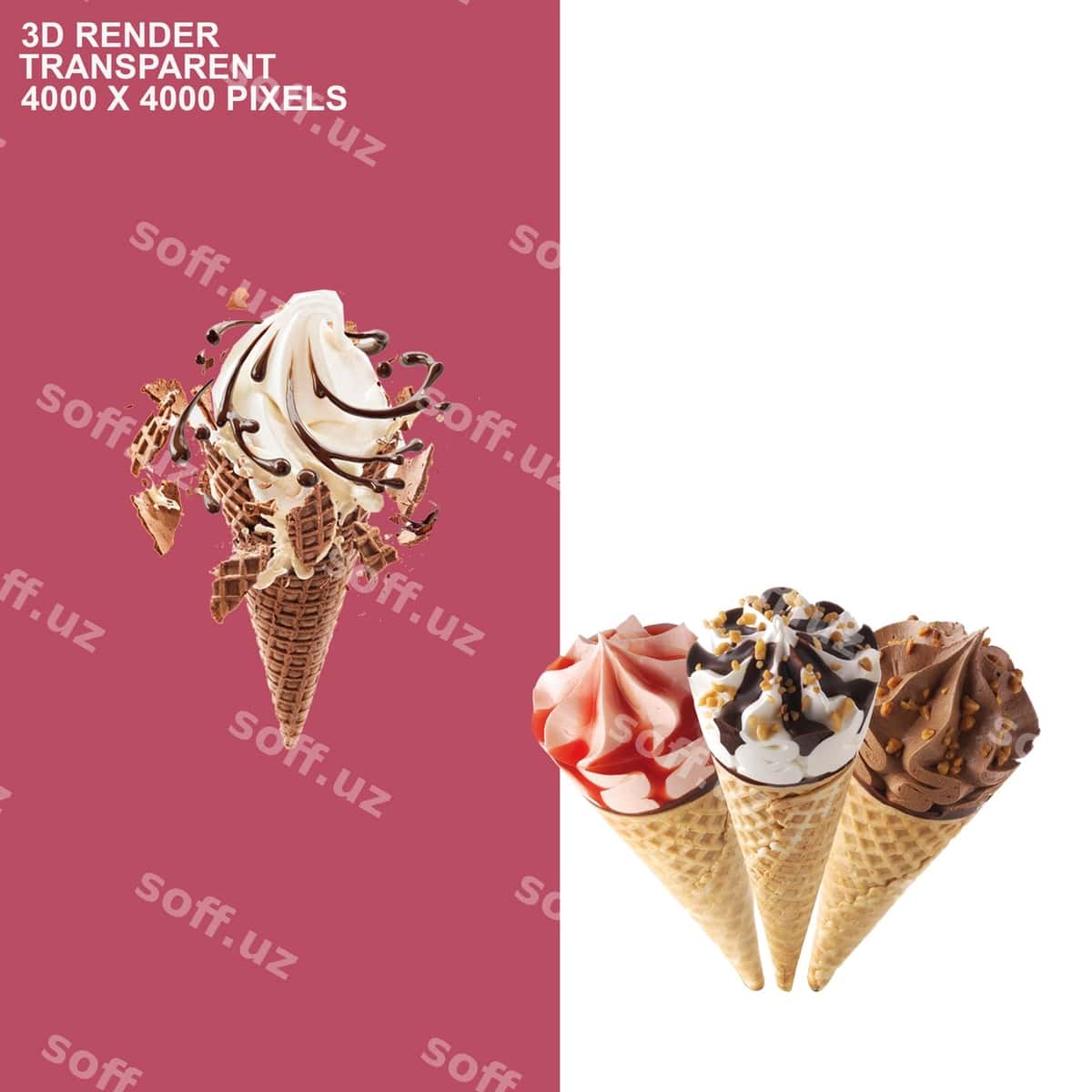 Muzqaymoq shaffof fon | Ice cream transparent background 1