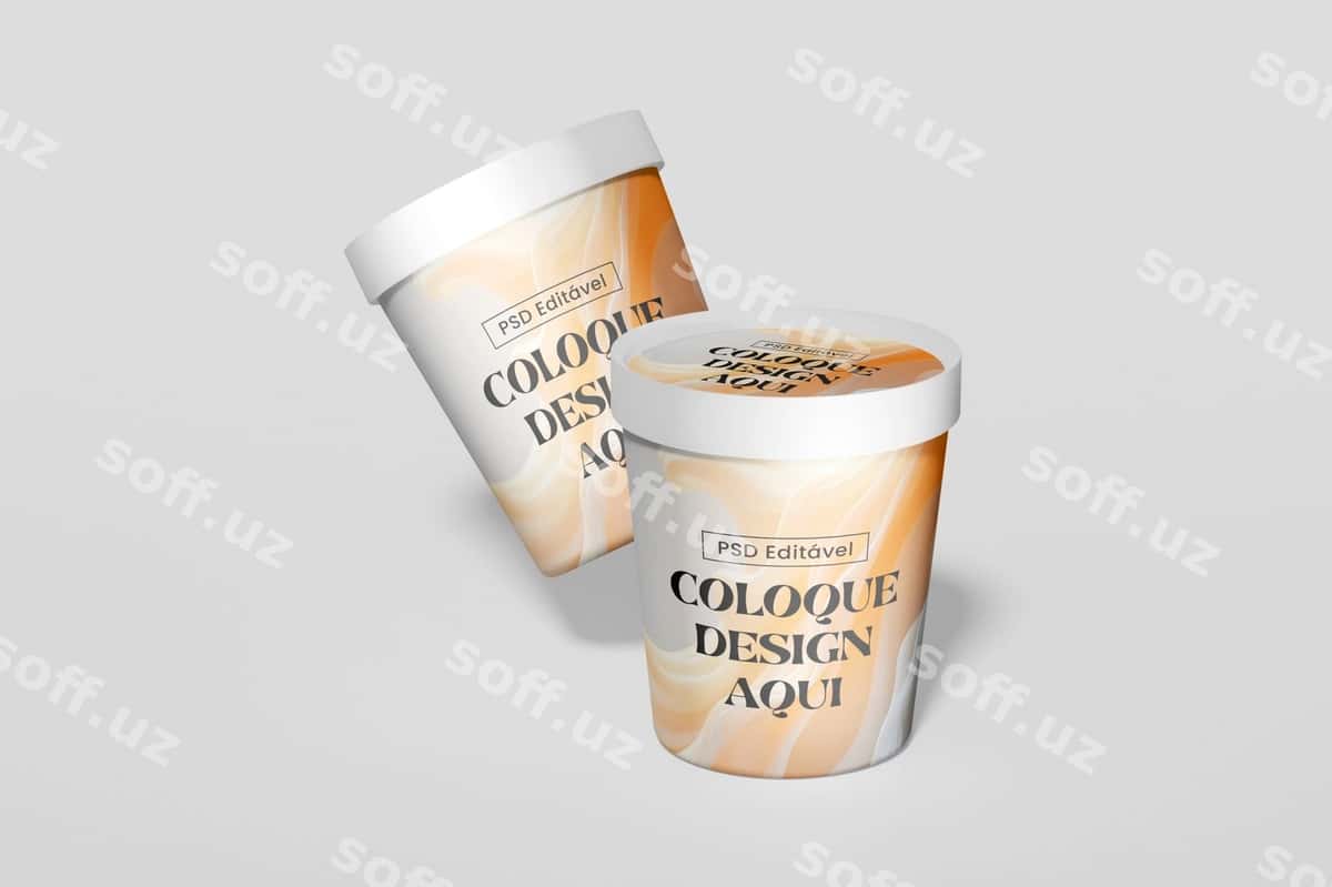 Muzza qutisi namunasi | Ice cream tub mockup 1