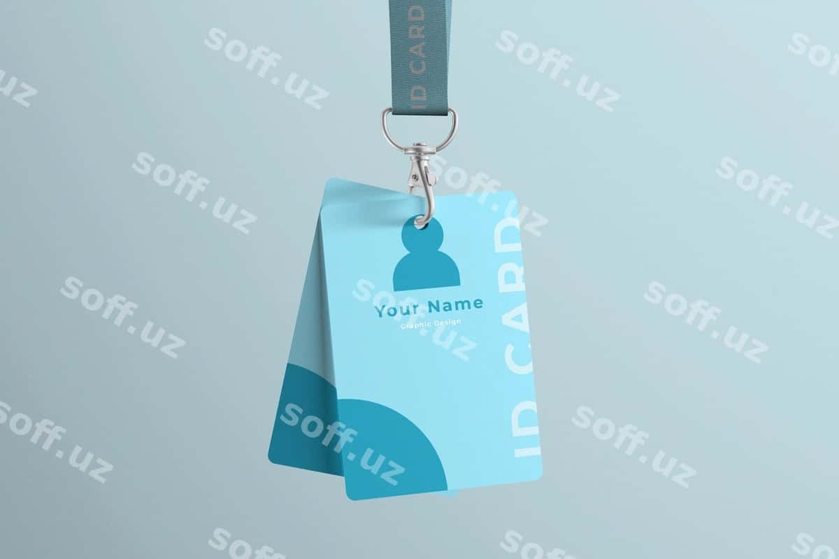 Bog'li maket bilan identifikator | Id card with lanyard mockup 1