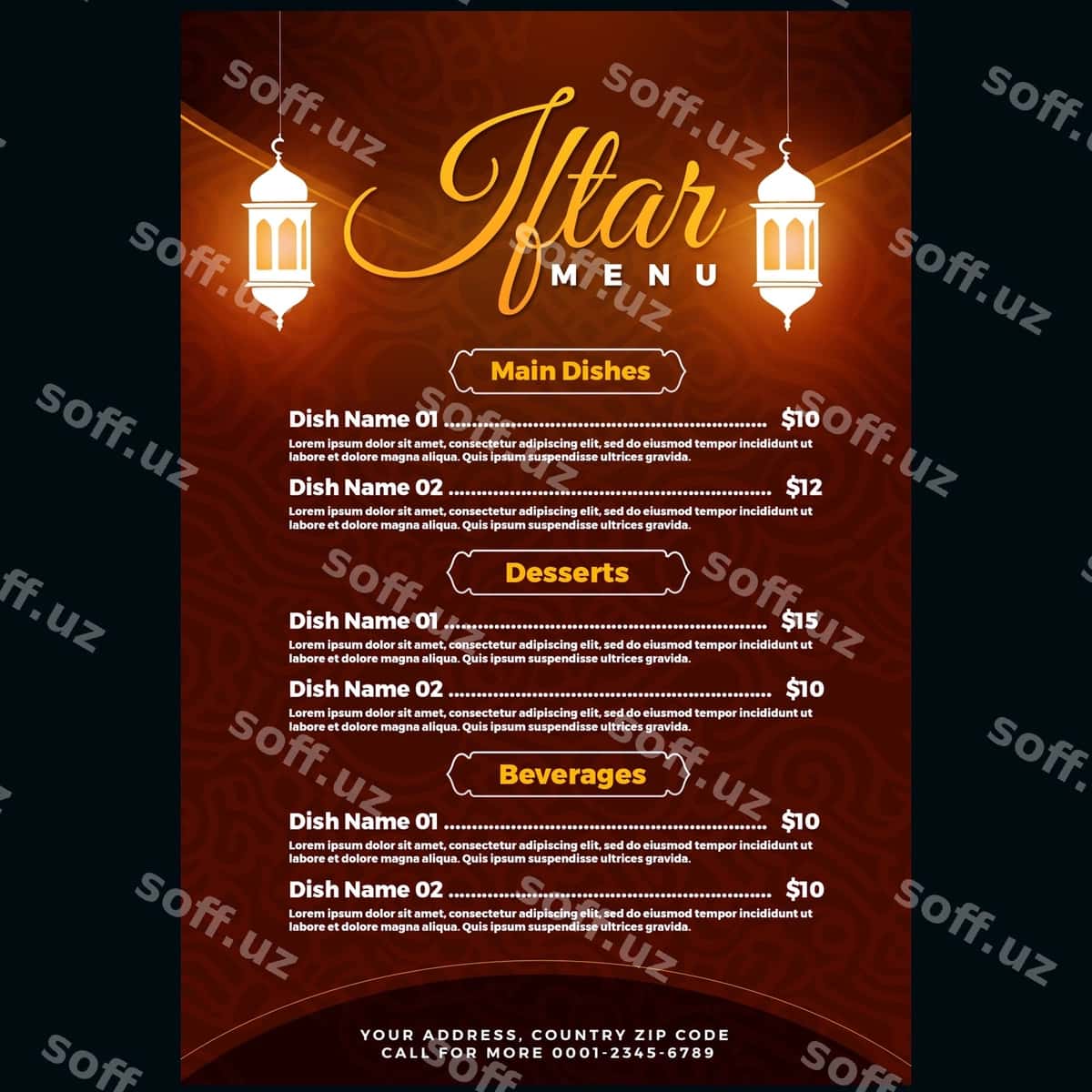 Iftor menyu shablon dizayni | Iftar menu template design 1