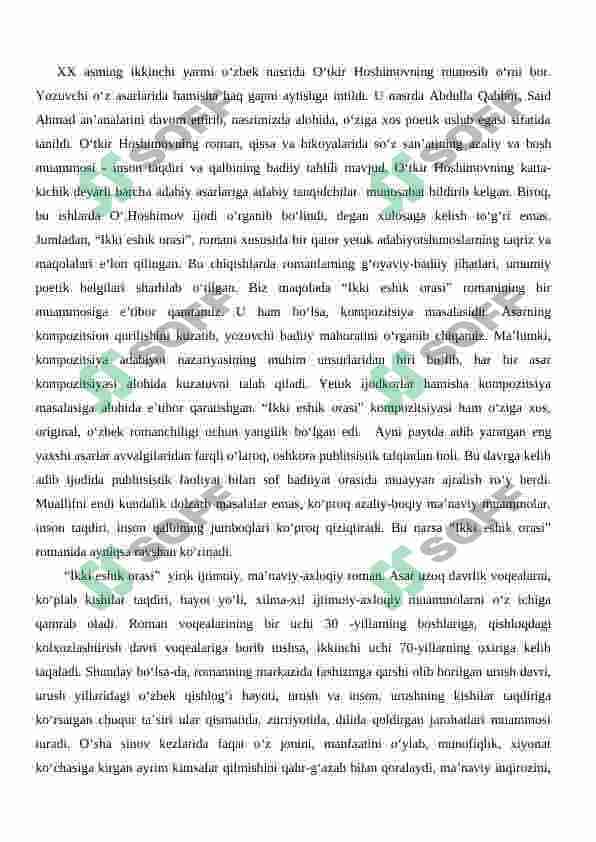 ,,Ikki eshik orasi” asaridagi timsollar olami 2