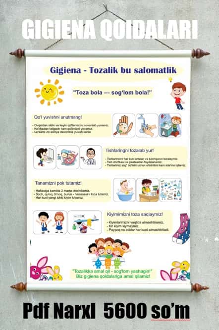 Gigiena qoidalari plakati A3/A4 1