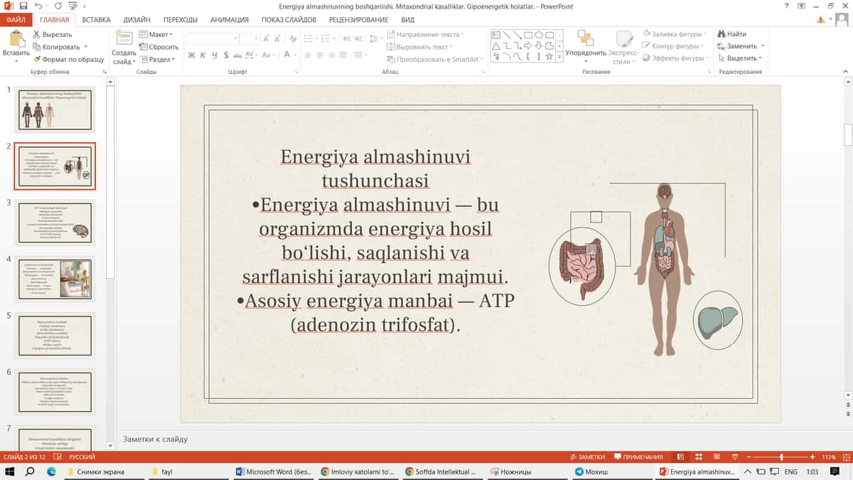 Energiya almashinuvining boshqarilishi. Mitaxondrial kasalliklar. Gipoenergetik holatlar. 2