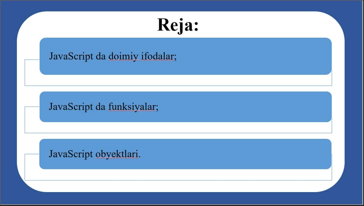 JavaScript funksiyalari va obyektlari 2