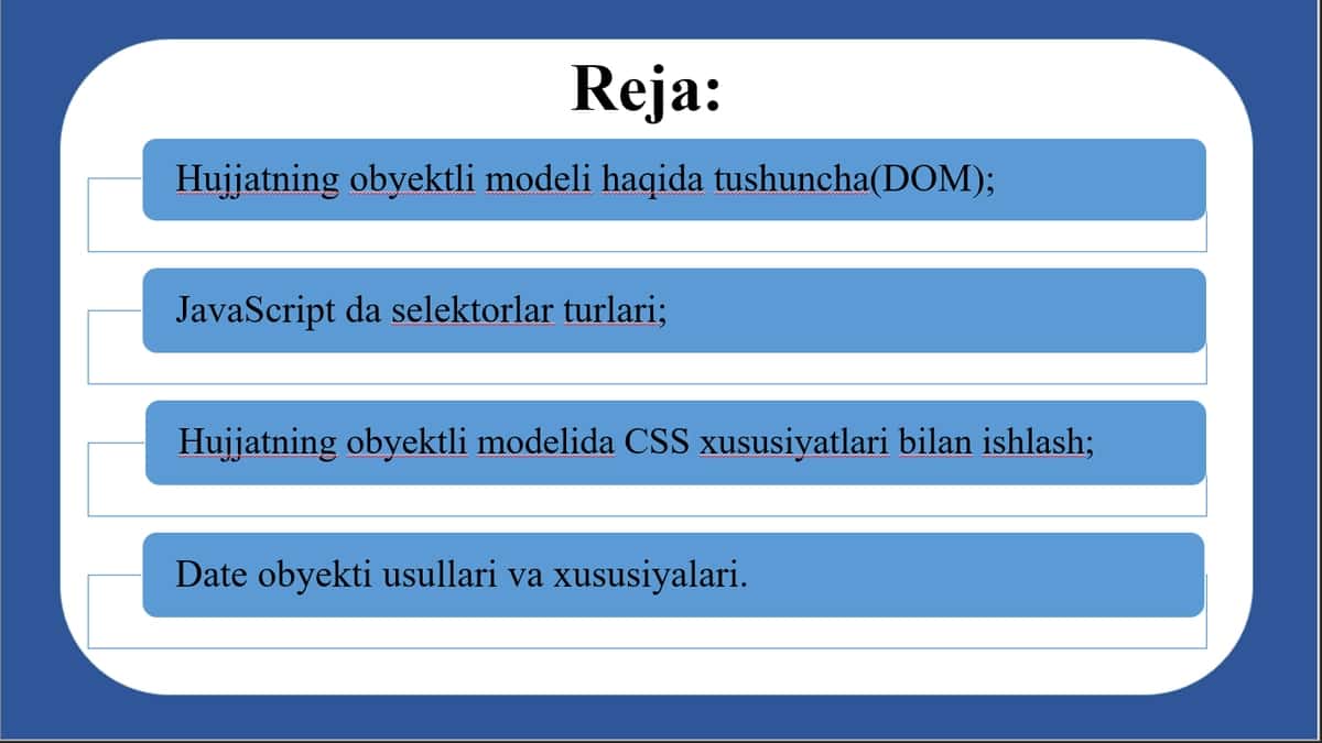 JavaScript brauzer va Web-hujjat obyektlari modeli bilan ishlash 2