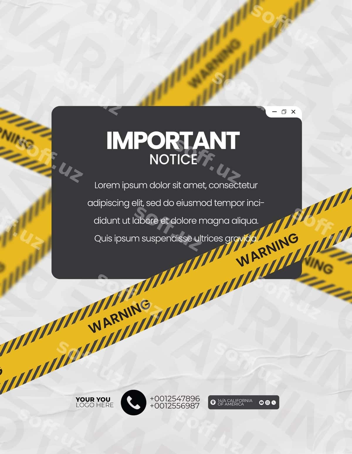 Muhim e'lon ogohlantirish lentasi bilan | Important notice with warning tape 1