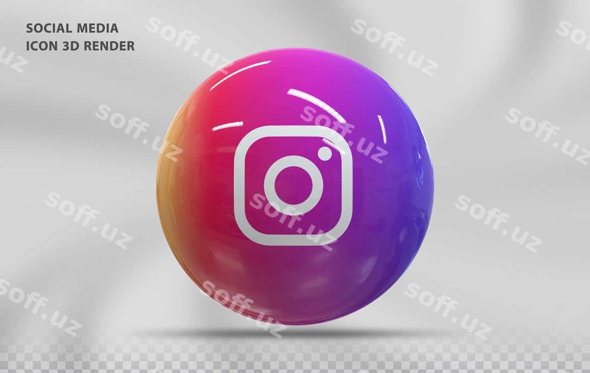 Instagram ikonka 3d luks rendering | Instagram icon 3d luxury rendering 1
