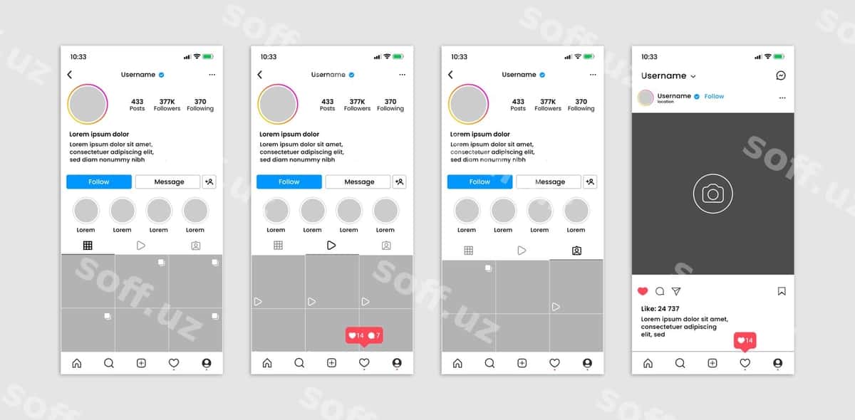 Instagram profil interfaci mockup | Instagram profile interface mockup 1