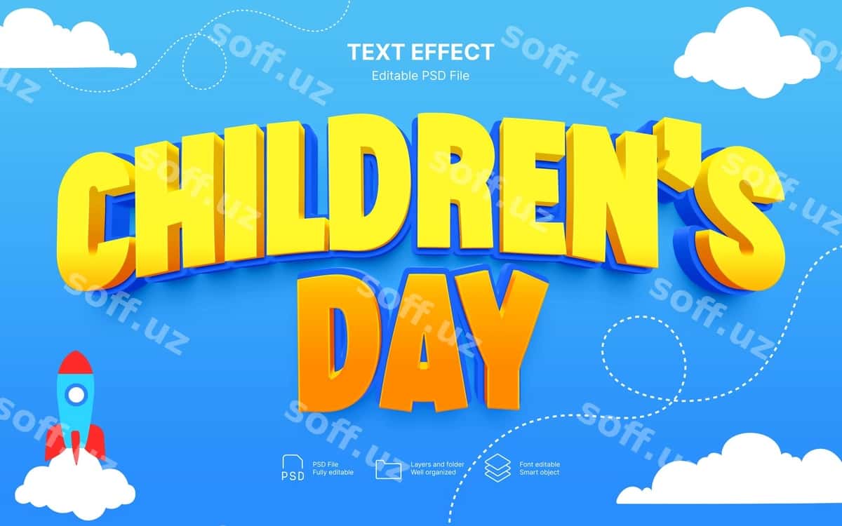 Xalqaro Bolalar Kuny matn effekti | International childrens day text effect 1