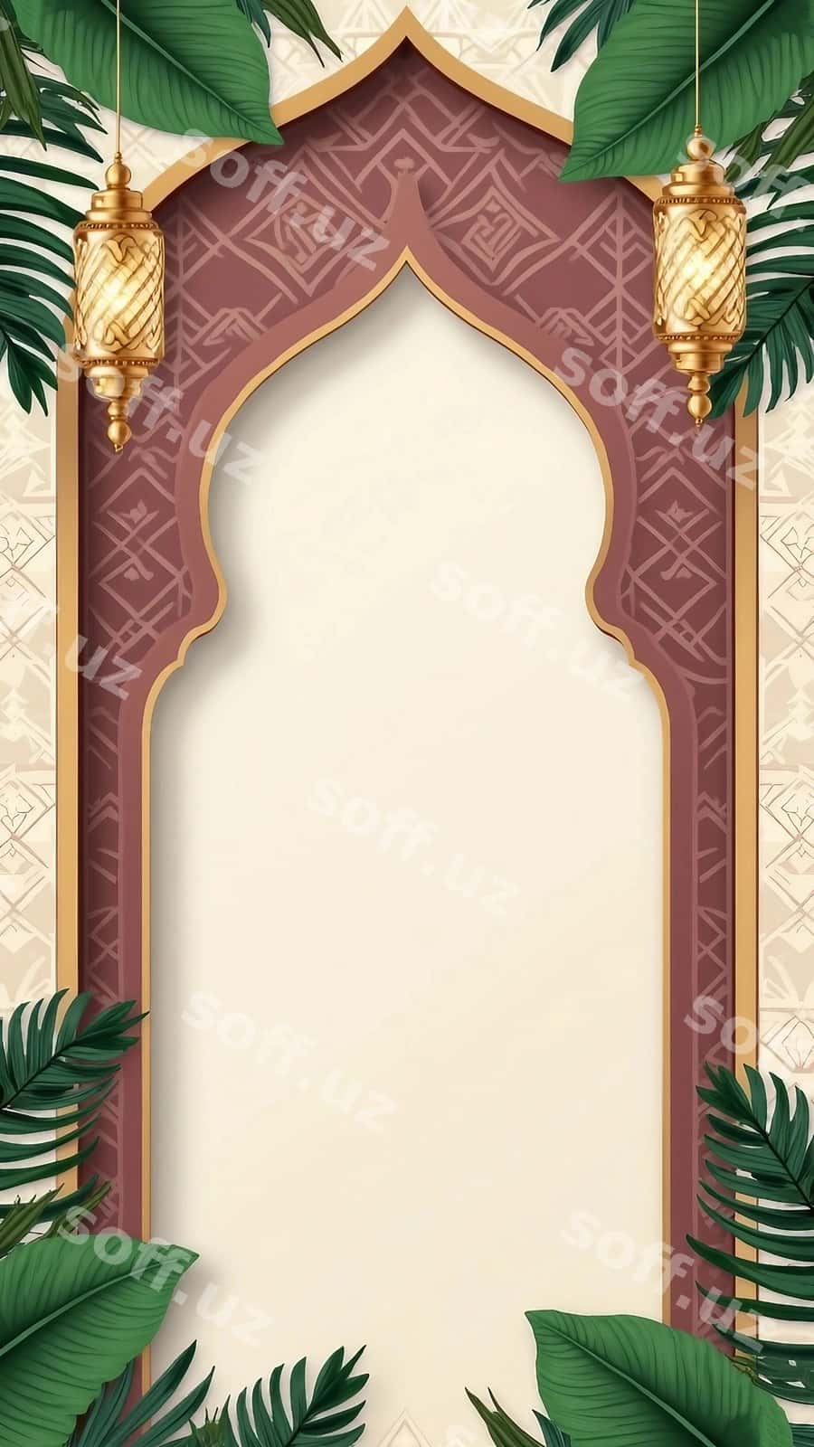 Islamiy girma furnarlar yaproqlari | Islamic arch with lanterns leaves 1
