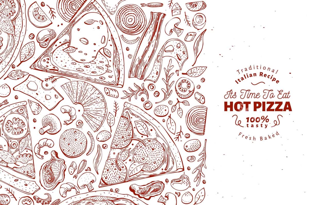 Italiya pizzasi tarkibiyotlari ramkasi | Italian pizza ingredients frame 1