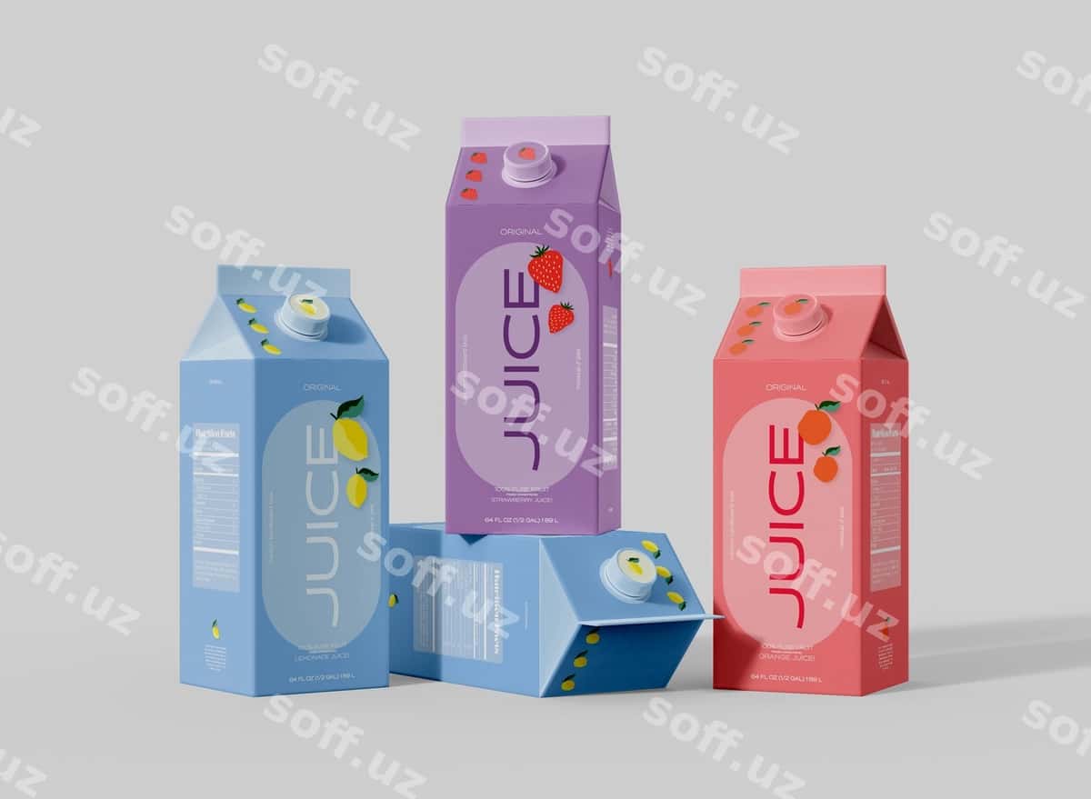 Shirinlik sut qutilari namunasi | Juice milk boxes mockup 1