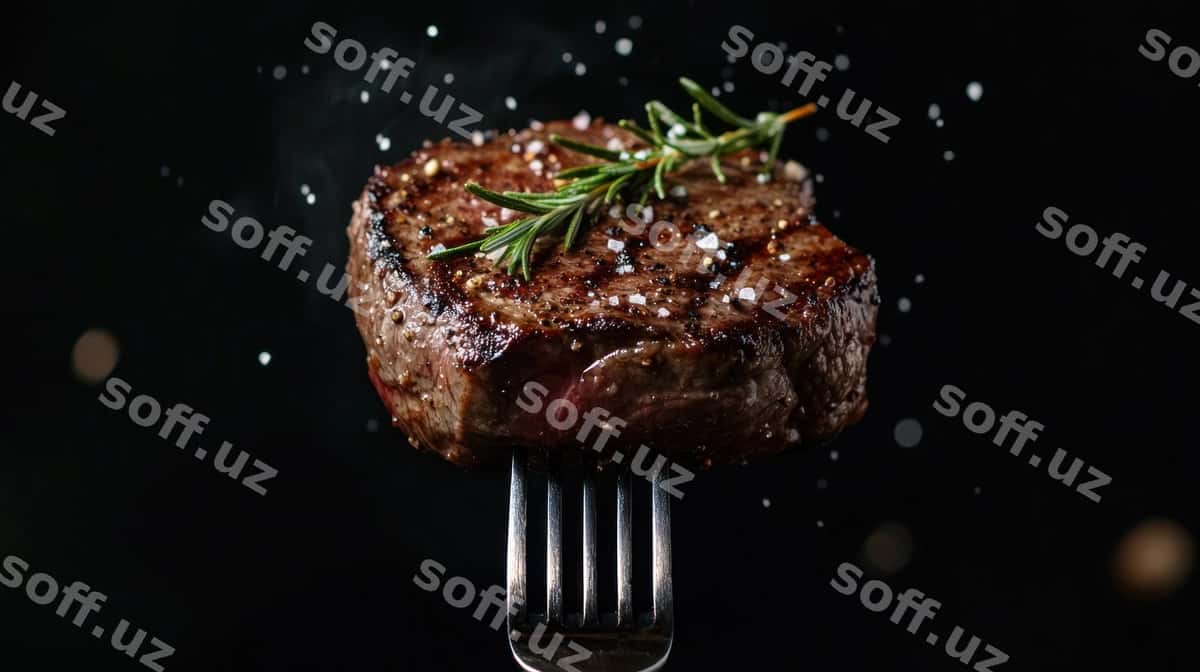 Suvidli grilllangan steyk rozmarin tuz bilan | Juicy grilled steak with rosemary salt 1
