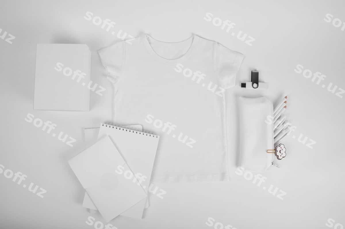 Bolalar uchun qozoncha komplekti namuna dizayni | Kid stationery set mockup design 1