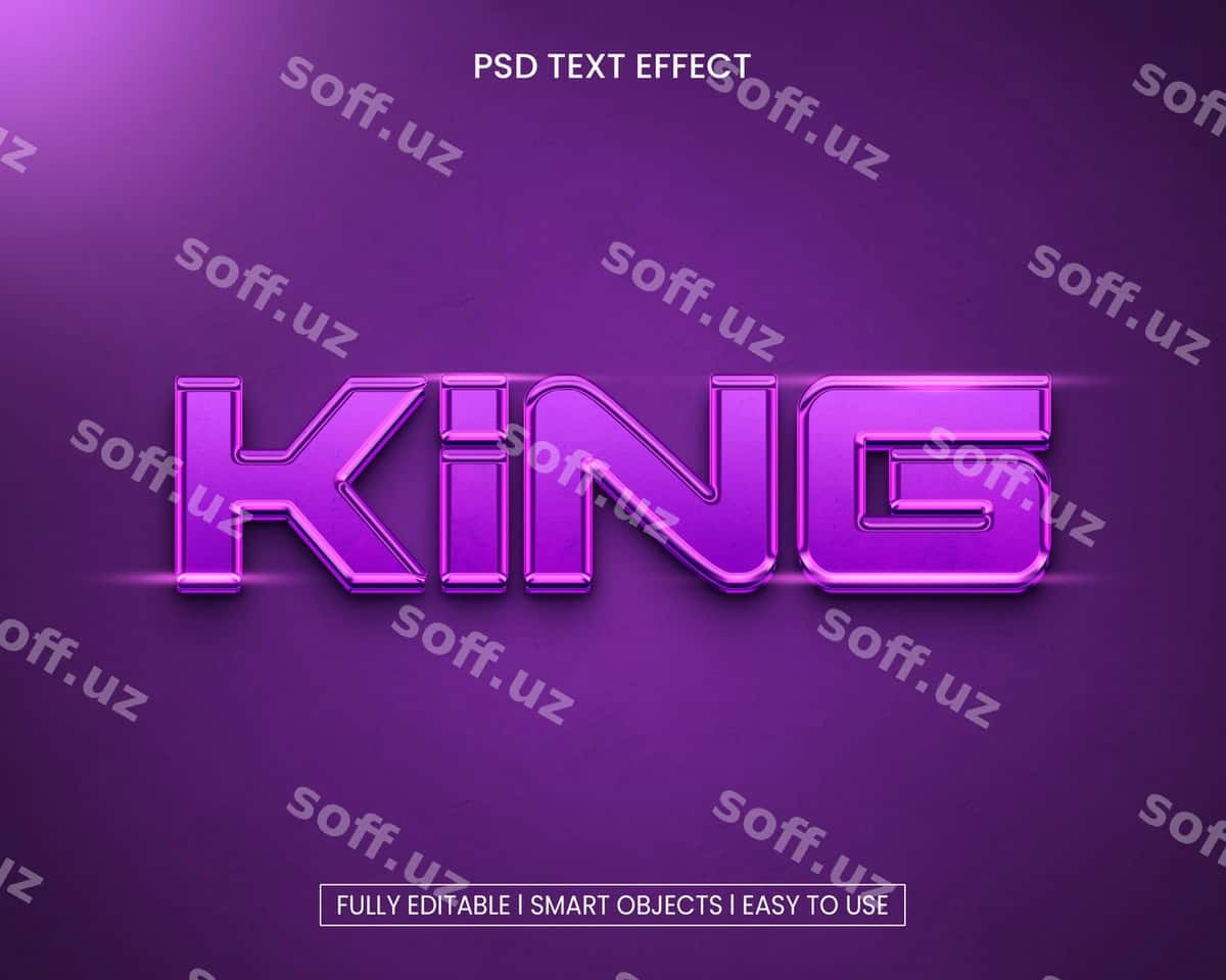 King 3d tahrir qilish mumkin bo'lgan matn effekti | King 3d editable text effect 1