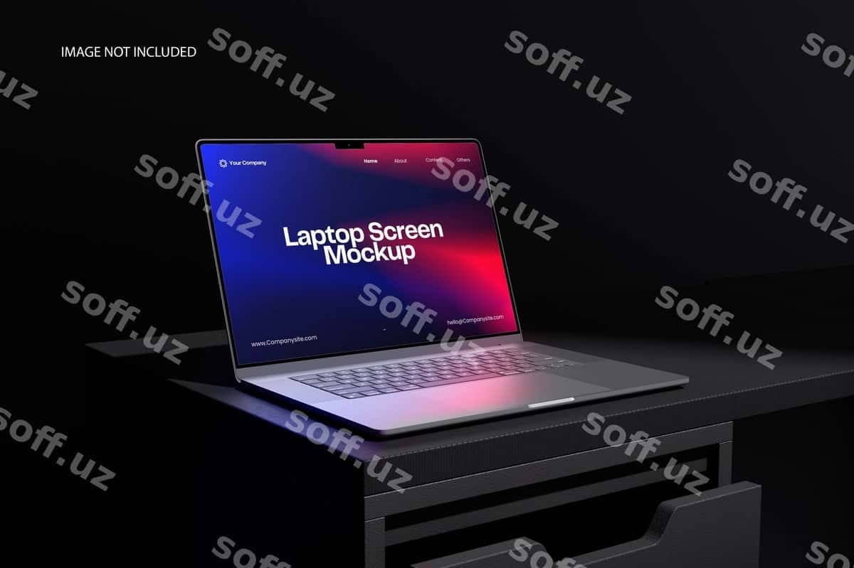 Noutbuk ekrani maketi qorong'u mavzu | Laptop screen mockup dark theme 1