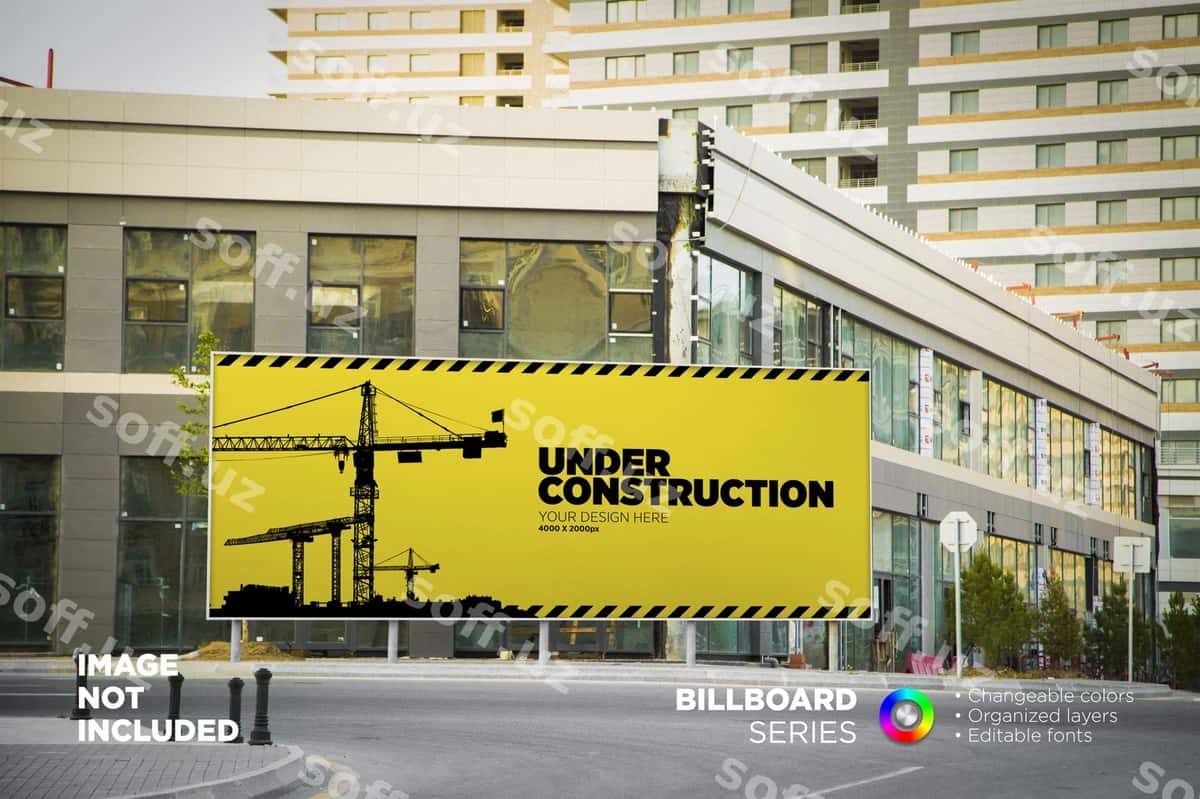 Katta shahar tashqarida billboard namunasi | Large outdoor city urban billboard mockup 1