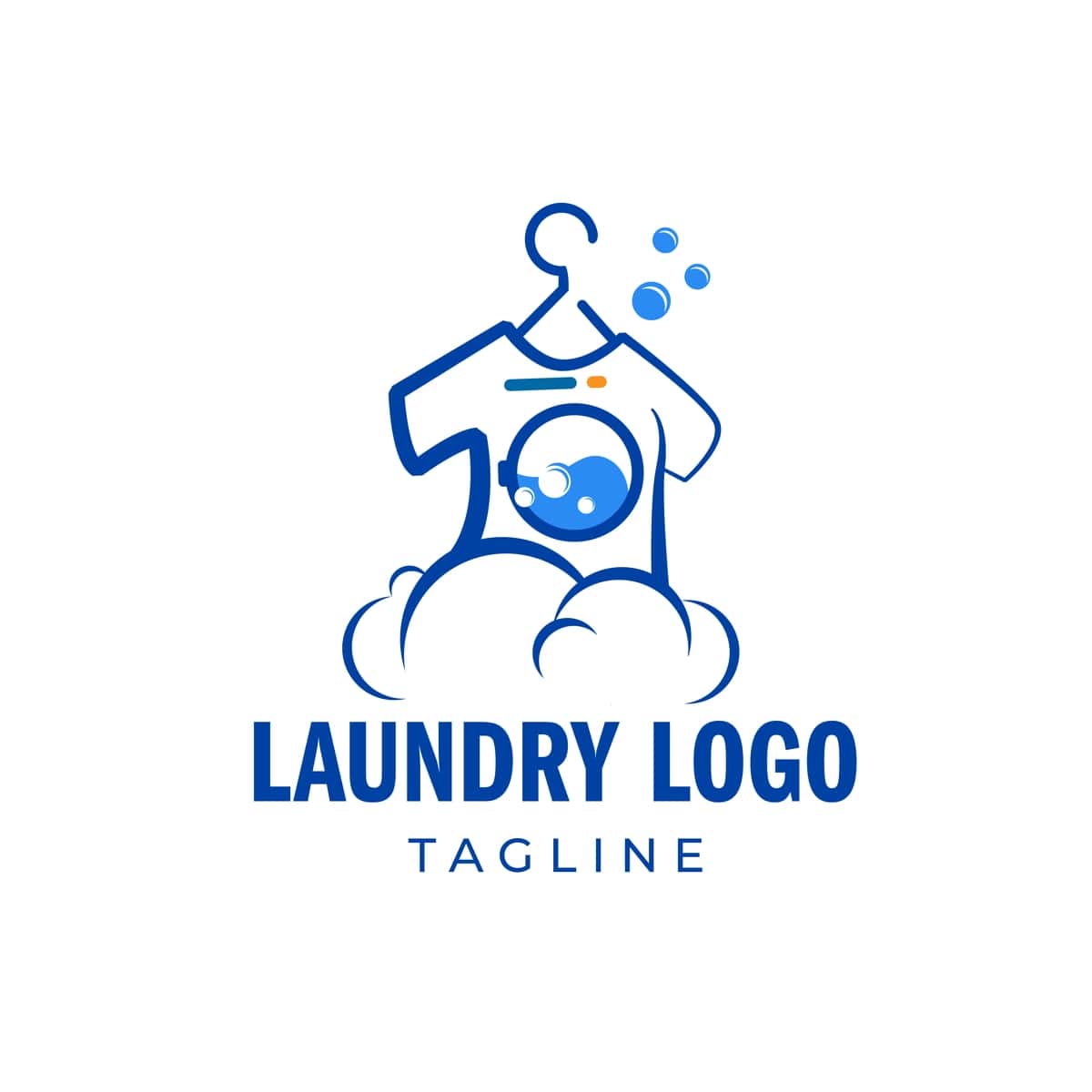Moviy kir yuvish mashinasi logotipi mos tozalash biznesi | Blue laundry washing machine logo suitable cleaning business 1