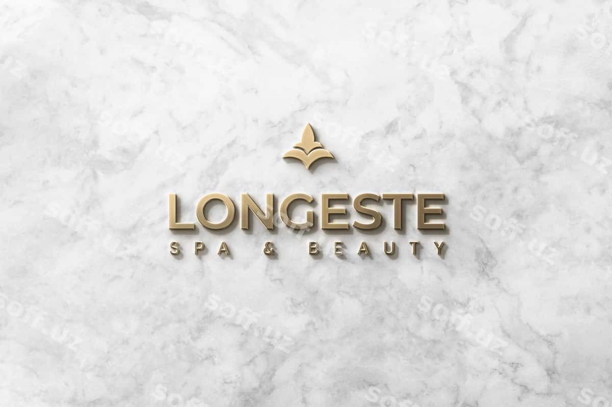 Logo 3D namuna old tomoni oltin marble | Logo mockup front 3d gold marble 1
