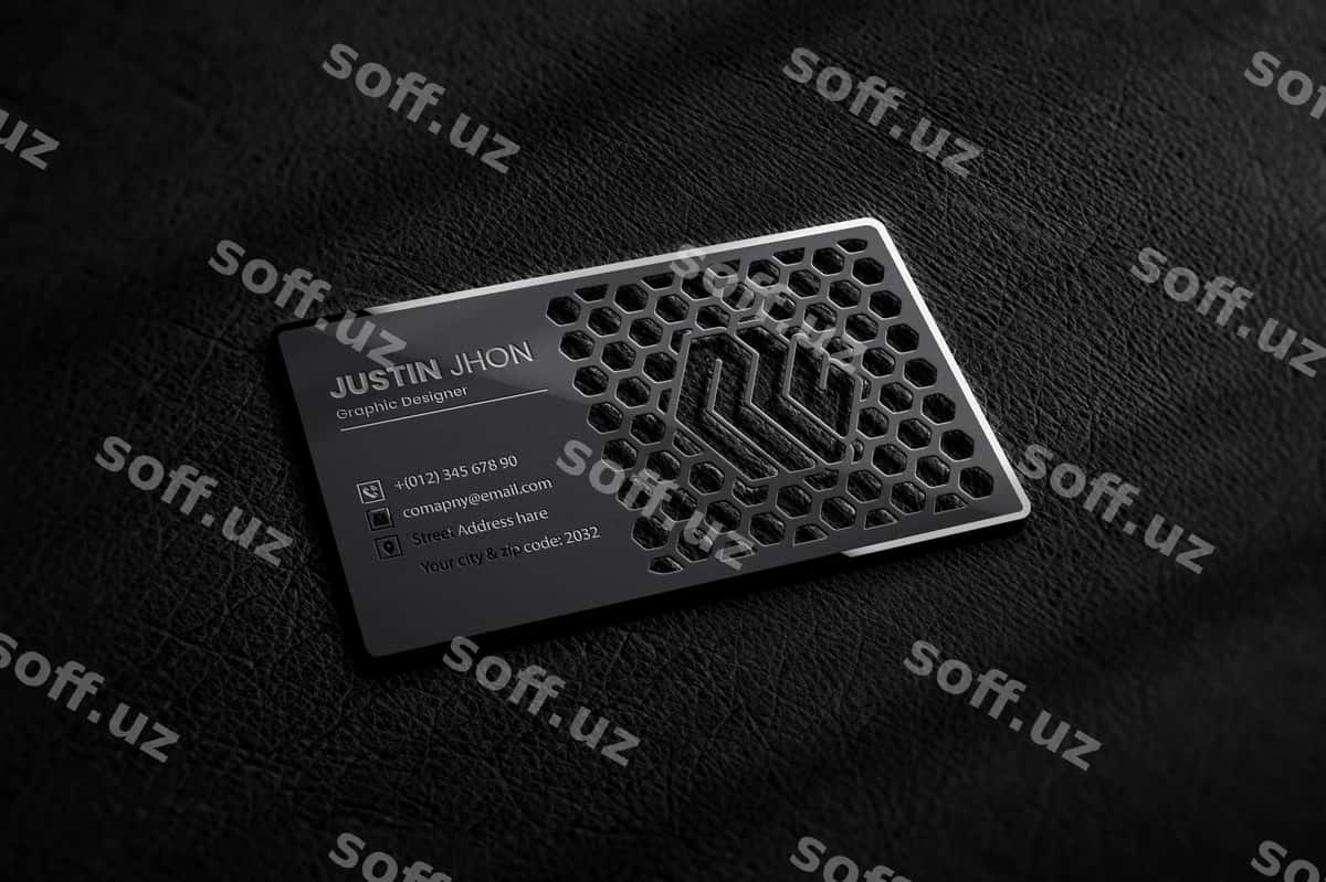 Metal dekor logotipi mockup | Luxury black metal cutout logo mockup 1
