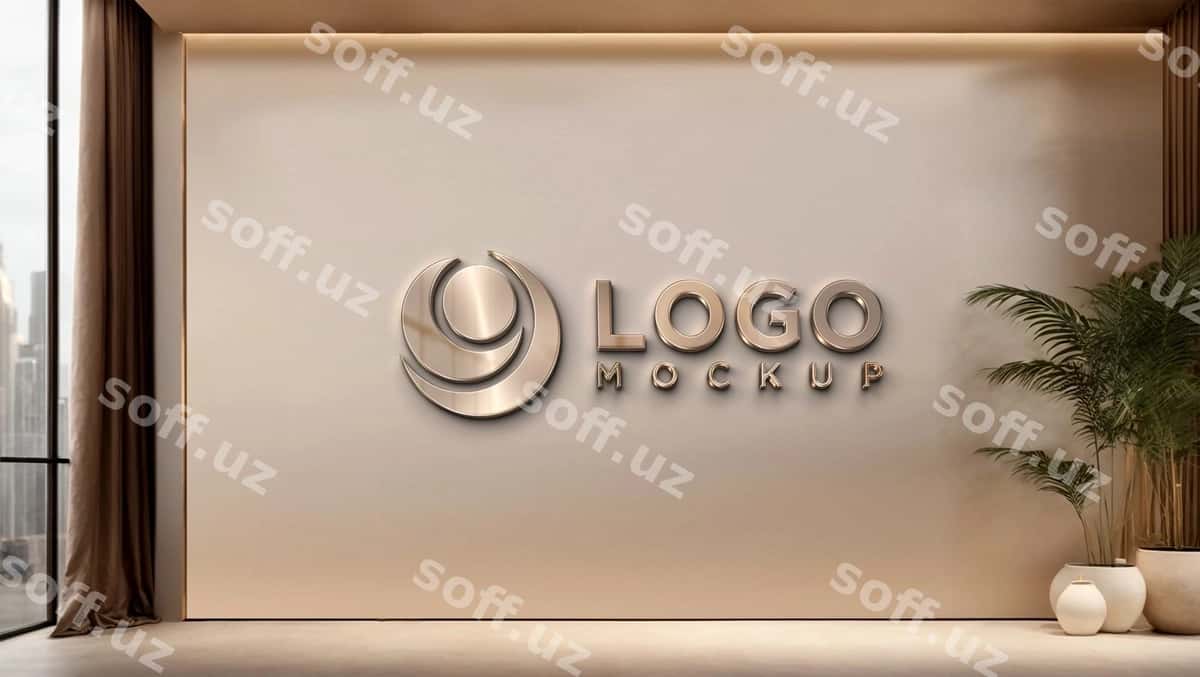 Baxtli hrom logo mockup elegant zamonaviy | Luxury chrome logo mockup elegant modern 1