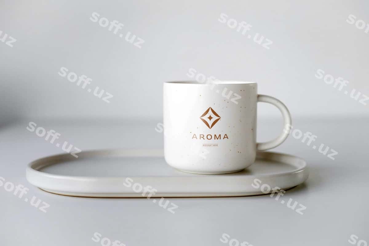 Chiroyli hasharot logotip namunasi qahvehozon | Luxury logo mockup elegant coffee mug 1