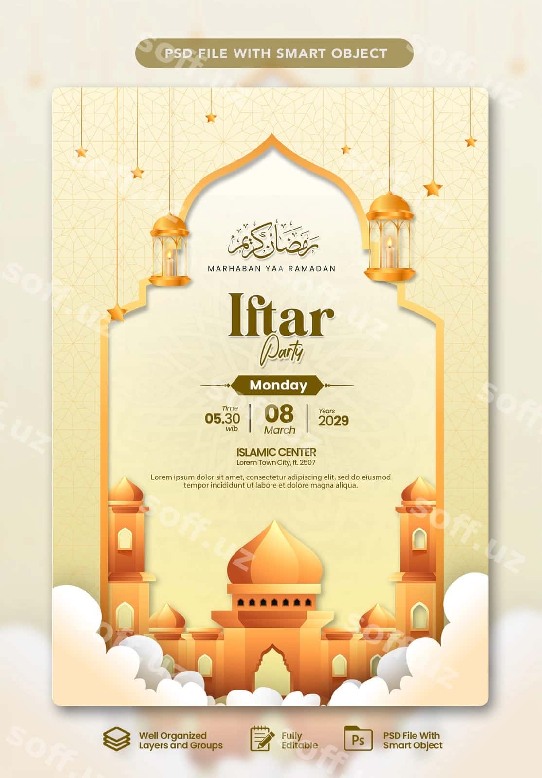 Boylik Ramazon taklif shabloni | Luxury ramadan infitation poster template 1