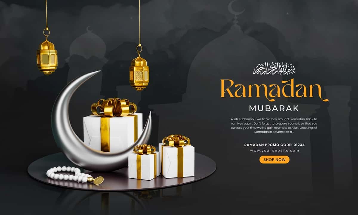 Ramazon muborak 3d ijtimoiy media post dizayn shabloni | Ramadan mubarak 3d social media post design template 1