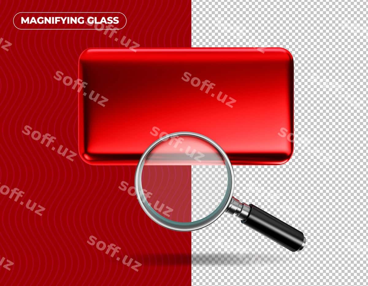 Kattotasi qizil orqa fonda | Magnifying glass red background 1