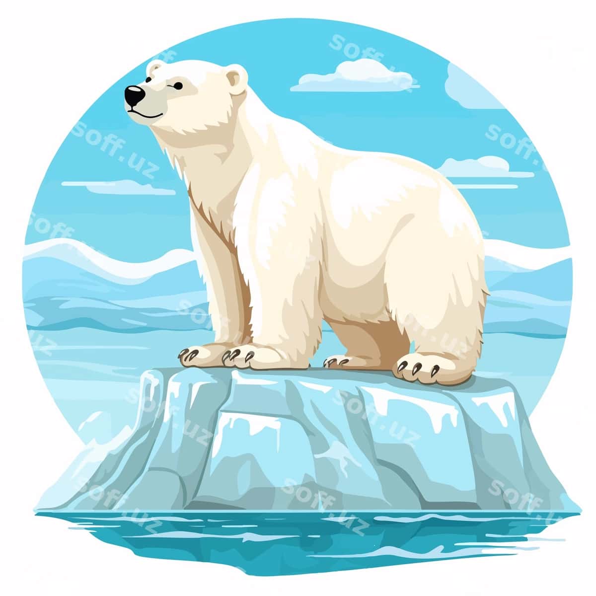 Buyuk oq ayiq muzda tirmilgan | Majestic white bear standing ice 1