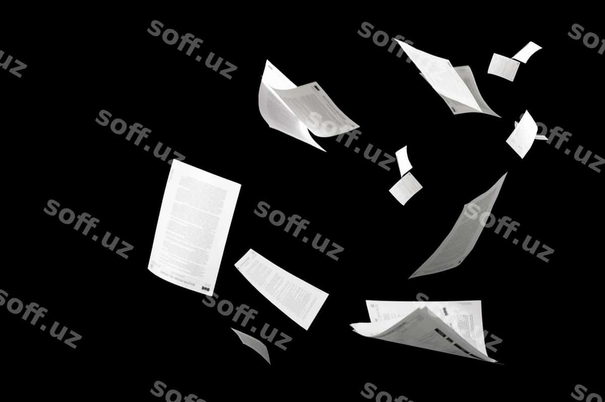 Ko'plab uchib ketayotgan biznes hujjatlari ajralgan | Many flying business documents isolated 1