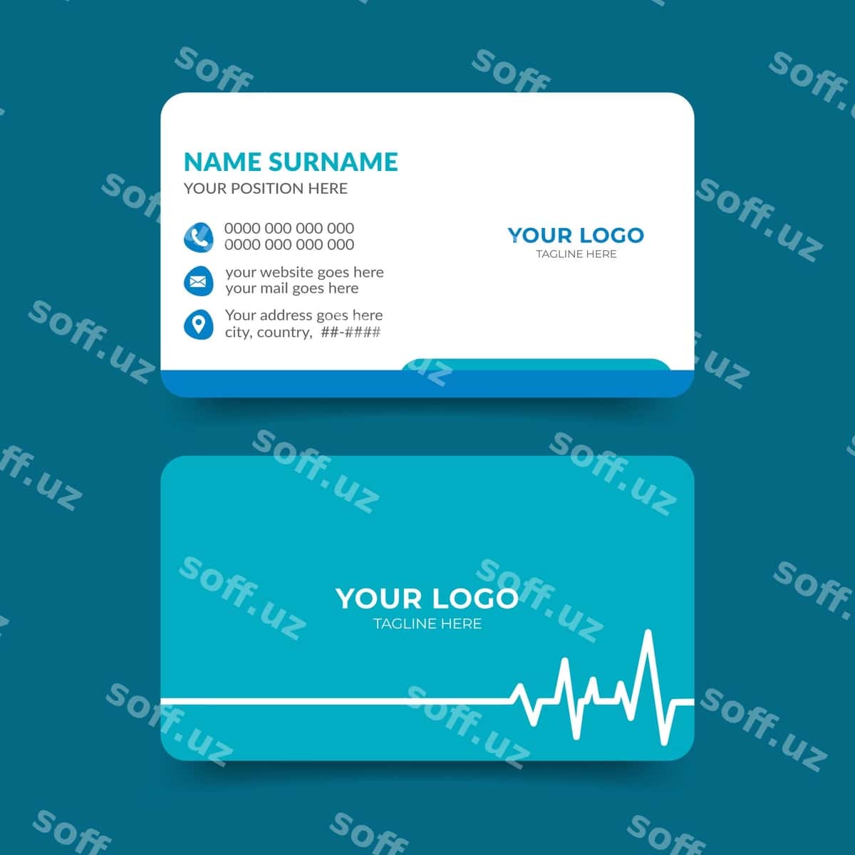 Tibbiy tashrif qog'ozi dizayni shabloni | Medical business card design template 1