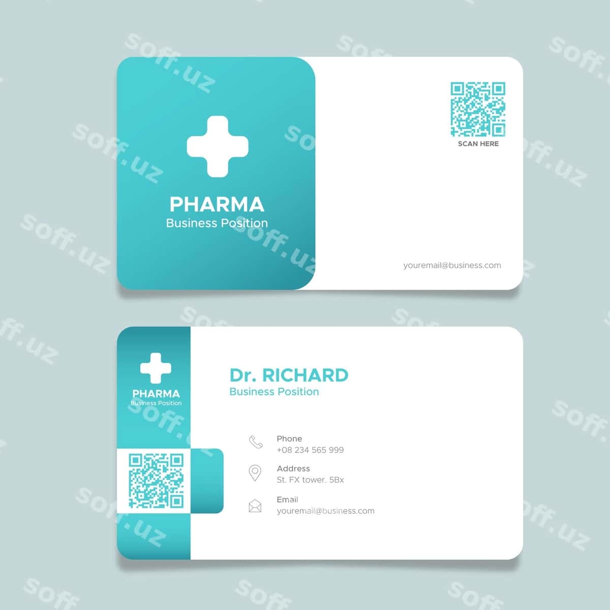 Tibbiy biznes karta dizayni | Medical business card design 1