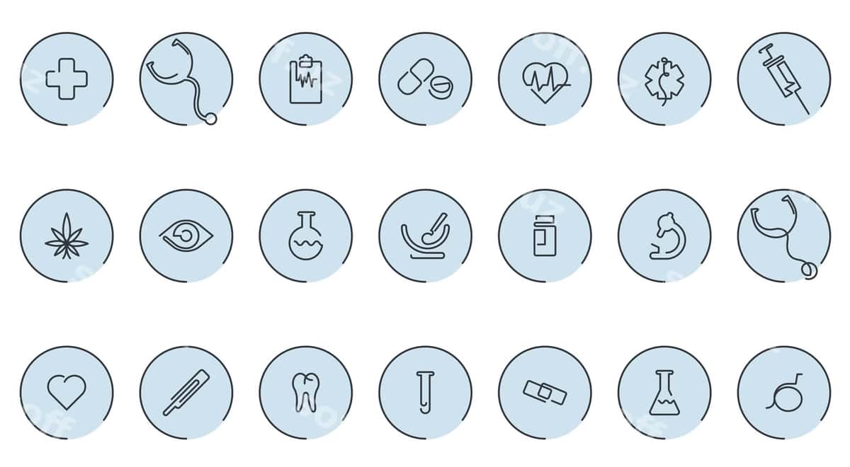 Tibbiy vektor ikonkalar bitta chiziqli stil | Medical vector icons one line style 1