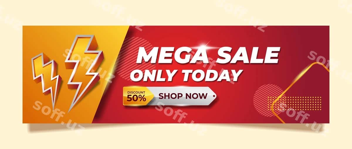 Mega sotuv baner shablon dizayni | Mega sale banner template design 1