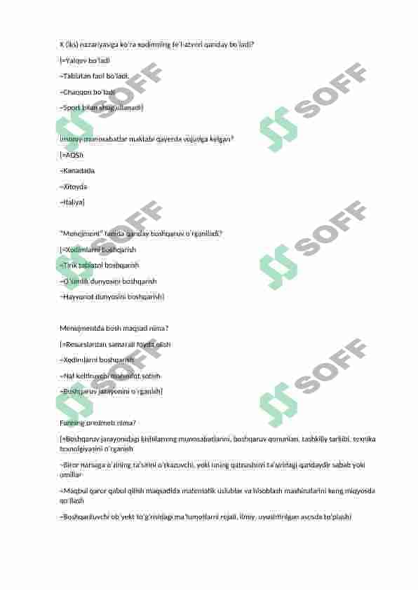 Menejment fanidan testlar 7